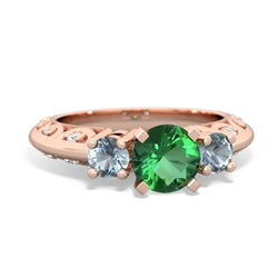 Lab Emerald Art Deco Eternal Embrace Engagement 14K Rose Gold ring C2003