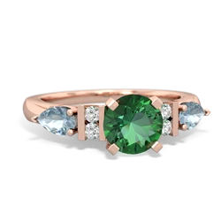 Lab Emerald 6Mm Round Eternal Embrace Engagement 14K Rose Gold ring R2005