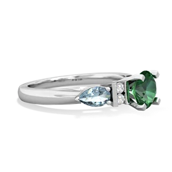 Lab Emerald 6Mm Round Eternal Embrace Engagement 14K White Gold ring R2005