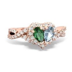 Lab Emerald Diamond Twist 'One Heart' 14K Rose Gold ring R2640HRT