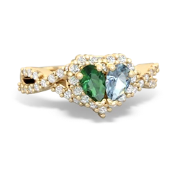 Lab Emerald Diamond Twist 'One Heart' 14K Yellow Gold ring R2640HRT