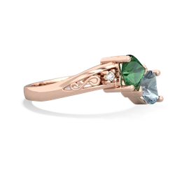 Lab Emerald Snuggling Hearts 14K Rose Gold ring R2178