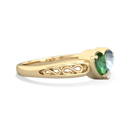 Lab Emerald Filligree 'One Heart' 14K Yellow Gold ring R5070