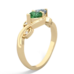 Lab Emerald Floral Elegance 14K Yellow Gold ring R5790