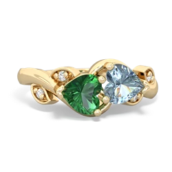 Lab Emerald Floral Elegance 14K Yellow Gold ring R5790