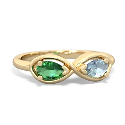 Lab Emerald Infinity 14K Yellow Gold ring R5050