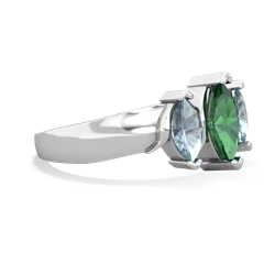 Lab Emerald Three Peeks 14K White Gold ring R2433