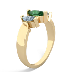 Lab Emerald Three Peeks 14K Yellow Gold ring R2433