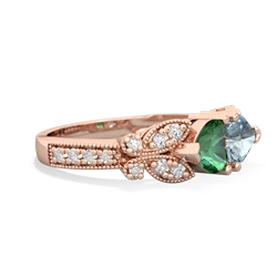 Lab Emerald Diamond Butterflies 14K Rose Gold ring R5601