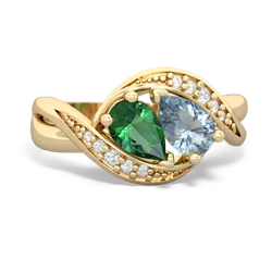 Lab Emerald Summer Winds 14K Yellow Gold ring R5342