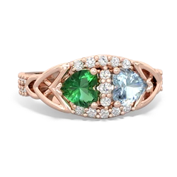 Lab Emerald Sparkling Celtic Knot 14K Rose Gold ring R2645