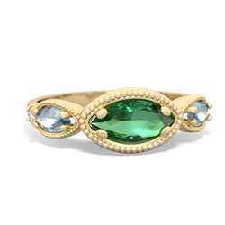 Lab Emerald Milgrain Marquise 14K Yellow Gold ring R5700