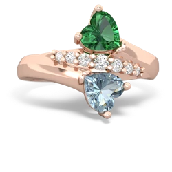 Lab Emerald Heart To Heart 14K Rose Gold ring R2064