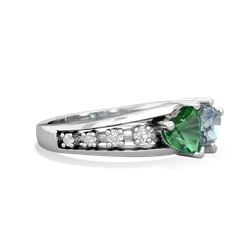 Lab Emerald Heart To Heart 14K White Gold ring R3342