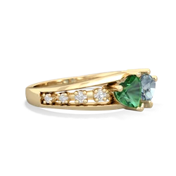 Lab Emerald Heart To Heart 14K Yellow Gold ring R3342