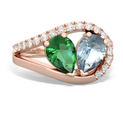 Lab Emerald Nestled Heart Keepsake 14K Rose Gold ring R5650