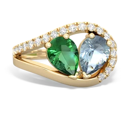 Lab Emerald Nestled Heart Keepsake 14K Yellow Gold ring R5650