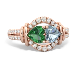 Lab Emerald Art-Deco Keepsake 14K Rose Gold ring R5630