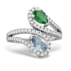 Lab Emerald Diamond Dazzler 14K White Gold ring R3000