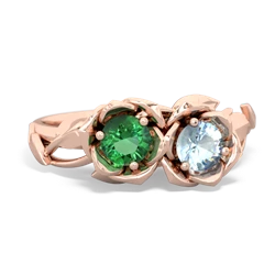 Lab Emerald Rose Garden 14K Rose Gold ring R5510