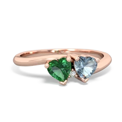 Lab Emerald Sweethearts 14K Rose Gold ring R5260