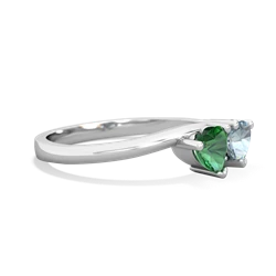 Lab Emerald Sweethearts 14K White Gold ring R5260