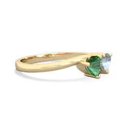 Lab Emerald Sweethearts 14K Yellow Gold ring R5260