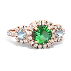 Lab Emerald Regal Halo 14K Rose Gold ring R5350