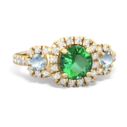 Lab Emerald Regal Halo 14K Yellow Gold ring R5350