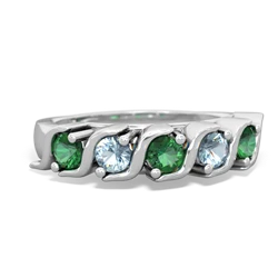 Lab Emerald Anniversary Band 14K White Gold ring R2089