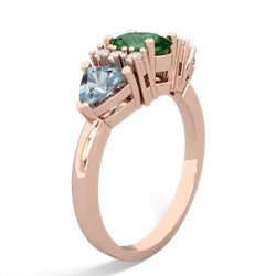 Lab Emerald Antique Style Three Stone 14K Rose Gold ring R2186