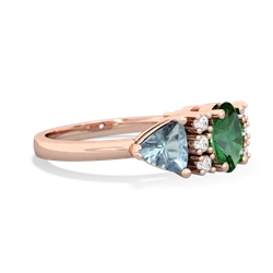 Lab Emerald Antique Style Three Stone 14K Rose Gold ring R2186