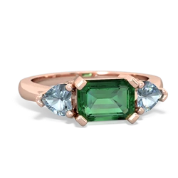 Lab Emerald Three Stone 14K Rose Gold ring R5235