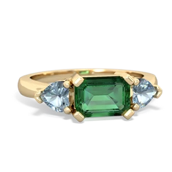 Lab Emerald Three Stone 14K Yellow Gold ring R5235