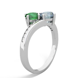 Lab Emerald Channel Set Two Stone 14K White Gold ring R5303