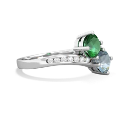 Lab Emerald Channel Set Two Stone 14K White Gold ring R5303