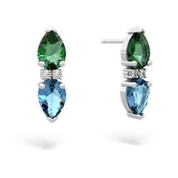 Lab Emerald Bowtie Drop 14K White Gold earrings E0865