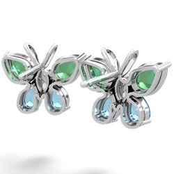 Lab Emerald Butterfly 14K White Gold earrings E2215