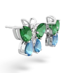 Lab Emerald Butterfly 14K White Gold earrings E2215