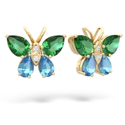 Lab Emerald Butterfly 14K Yellow Gold earrings E2215