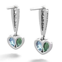 Lab Emerald Filligree Heart 14K White Gold earrings E5070