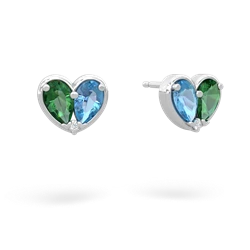 Lab Emerald 'Our Heart' 14K White Gold earrings E5072