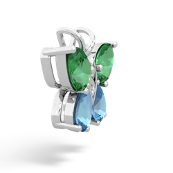 Lab Emerald Butterfly 14K White Gold pendant P2215