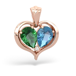 Lab Emerald Two Become One 14K Rose Gold pendant P5330