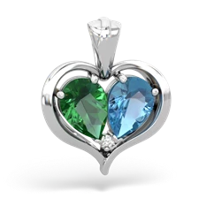 Lab Emerald Two Become One 14K White Gold pendant P5330