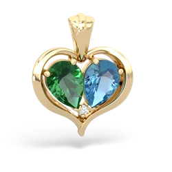 Lab Emerald Two Become One 14K Yellow Gold pendant P5330