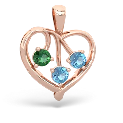 Lab Emerald Glowing Heart 14K Rose Gold pendant P2233