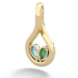 Lab Emerald Pave Twist 'One Heart' 14K Yellow Gold pendant P5360