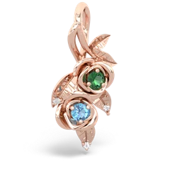 Lab Emerald Rose Vine 14K Rose Gold pendant P5680