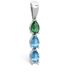 Lab Emerald Dew Drops 14K White Gold pendant P2251